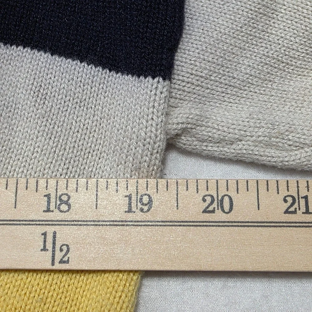 Talbots Striped Shawl Collar Cardigan Sweater Beige Navy Yellow Green Red ‎ MP